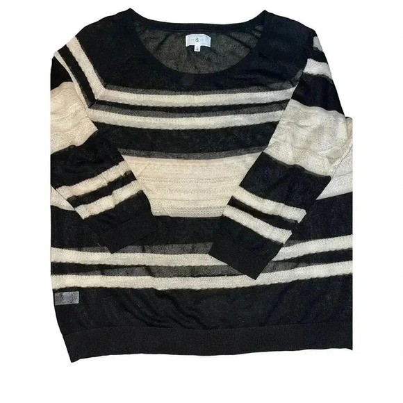 LOU & GREY Black and cream semi sheer top - Picture 1 of 3